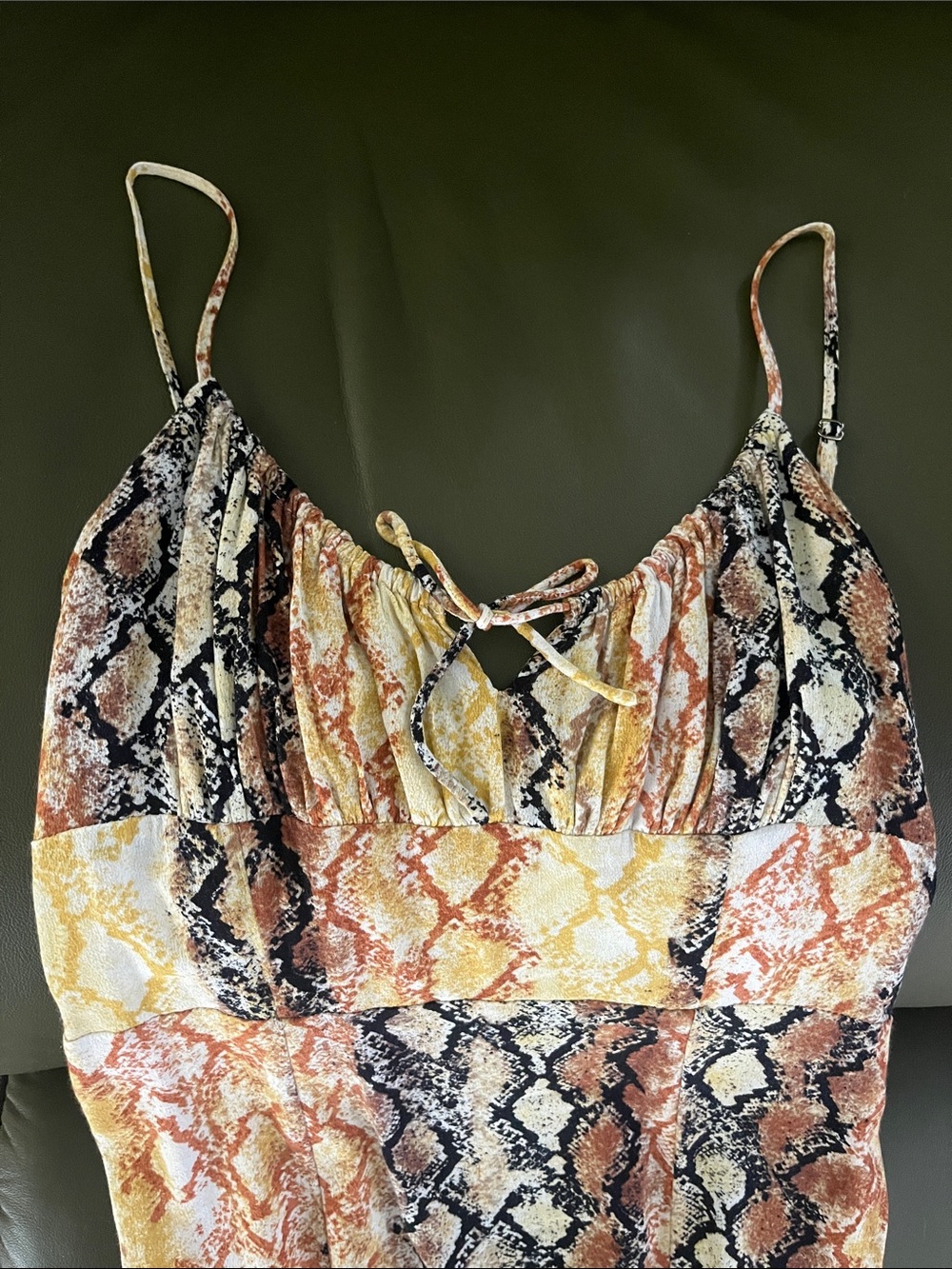 L*SPACE Portola Dress Pretty In Python Snake Print Midi Dress Side Slit Size L - Picture 9 of 12
